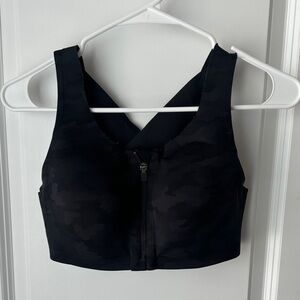 Lululemon Enlite Front Zip Black Camouflage Sports Bra